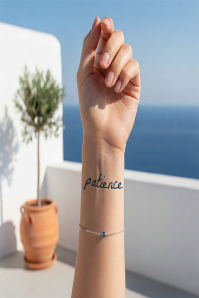 pivok "Patience" Yazılı Yarı Kalıcı Dövme / 1 Ay Kalıcı - Sabır Temalı Minima...