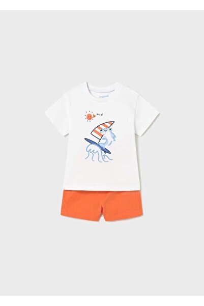 MAYORAL Baby Boy Printed Shorts Set 1-3 Years Orange