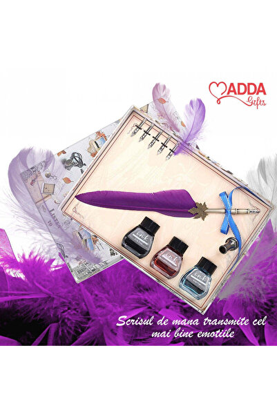 NO BRAND Set de caligrafie cu peniță și pene de gâscă - Trio Regal