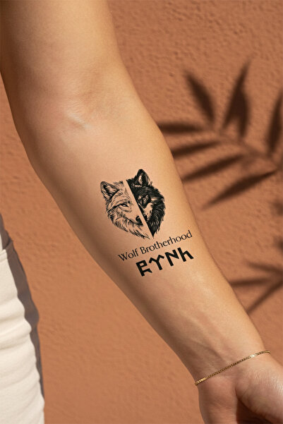 pivok Wolf Brotherhood Göktürkçe Türk Yarı Kalıcı Dövme / 1 Ay Kalıcı - Kurt ...