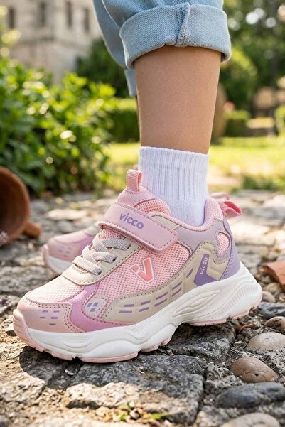 Vicco Girls' Sneakers - Pink Lilac, Velcro Fastening and Lightweight Sole Sne...