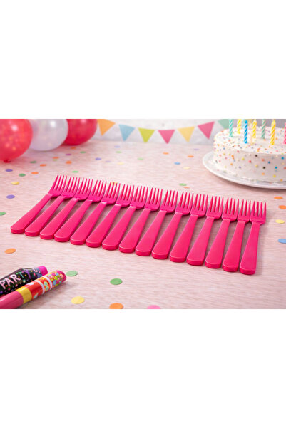Happyewent 25-Piece Pink Plastic Forks – Disposable Party Forks (Transparent ...