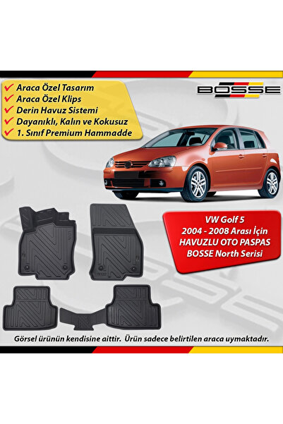 BOSSE North VW Golf 5 Paspas Araca Özel Paspas 2004 - 2008 Arası Derin Havuzl...
