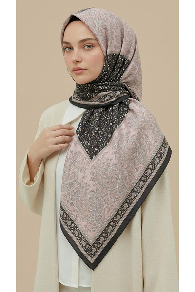Karaca Ravena Patterned 120*120 cm Silk Chiffon Shawl