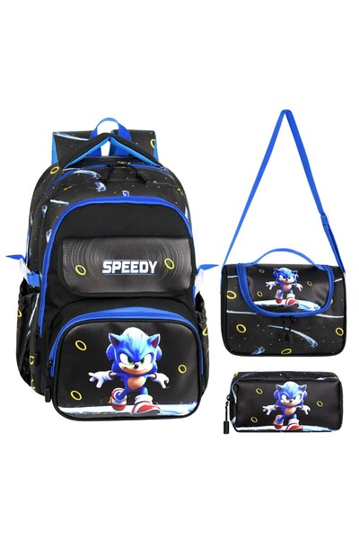 Waddell Δερμάτινο σακίδιο πλάτης δημοτικού σχολείου με σχέδιο Sonic, θερμικό ...