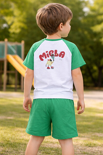 Miela Kids Σετ μπλουζάκι και σορτς με σχέδιο κινουμένων σχεδίων τένις και λεπ...