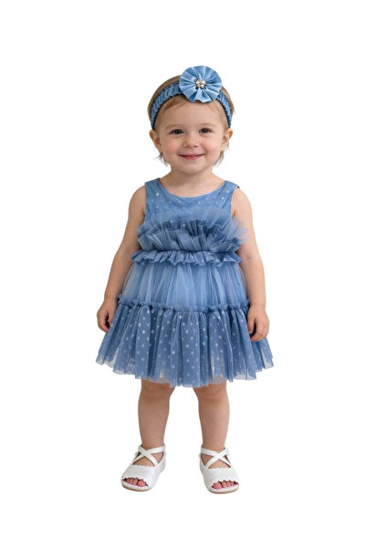The-kid.co MILLA PARTY DRESS WITH HEADBAND - BLUE