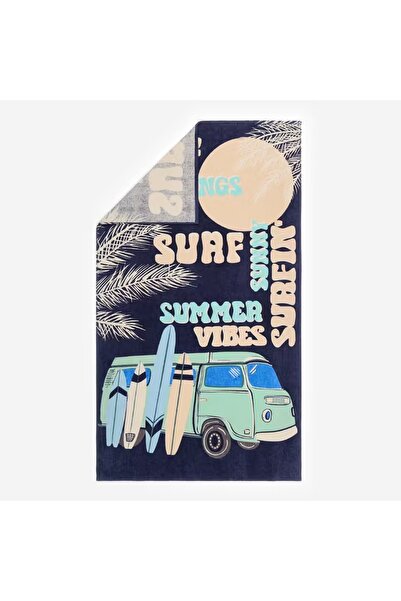 Decathlon Beach Towel - Large Size - Dark Blue - Patterned - 145 × 85 cm