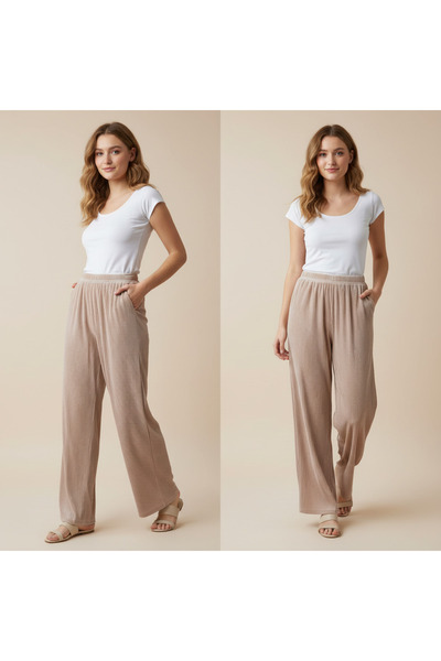 BONBON Women's Velvet Fabric Lace-Embellished Trousers Bb2430