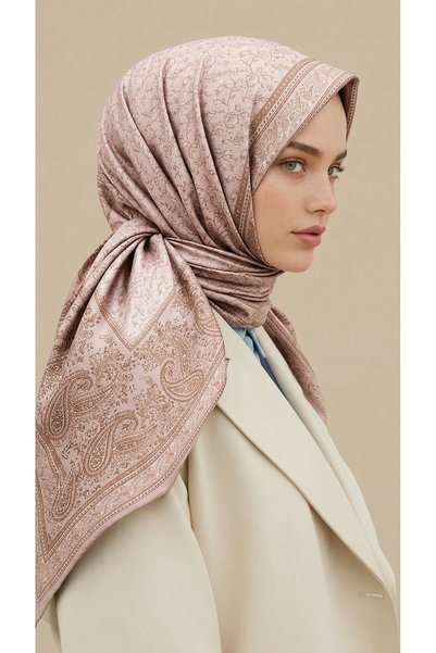 Karaca Ravena Patterned 120*120 cm Silk Chiffon Shawl