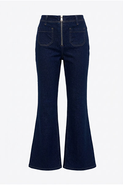 HAZELANNA Zippered Dark Navy Blue Jeans