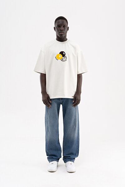 Machinist Ανδρικό μπλουζάκι με κέντημα μπάλας μπιλιάρδου, oversized, Space Grey