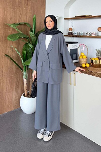 Hazamoda Gray Style Jacket Suit Set
