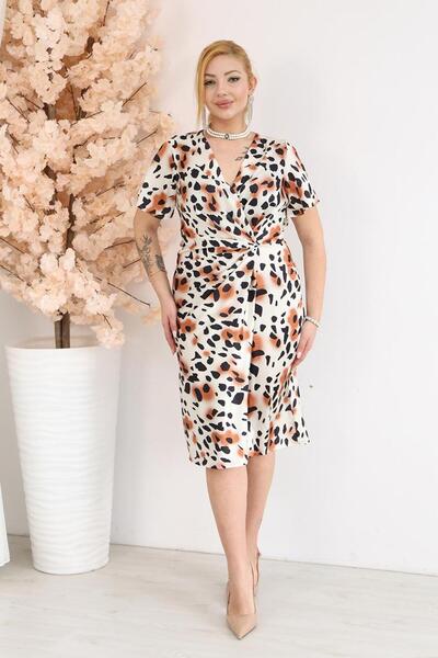 Siyezen Атласна сукня великих розмірів з деталлю підвороту спереду