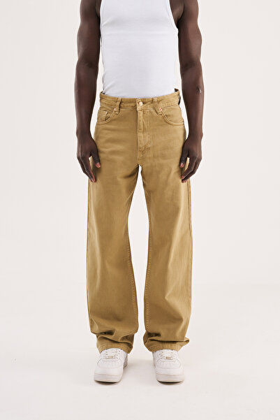 Machinist Erkek Soft Surfaced Baggy Relaxed Jean Pantolon Bej