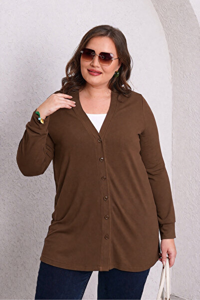 Büyük Moda Plus Size Basic Thin Knitted Cardigan