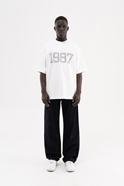 Machinist Ανδρικό μπλουζάκι 1987 Stoned Oversize σε χρώμα εκρού