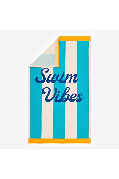 Decathlon Beach Towel - Large Size - Turquoise - Patterned - 145 × 85 cm