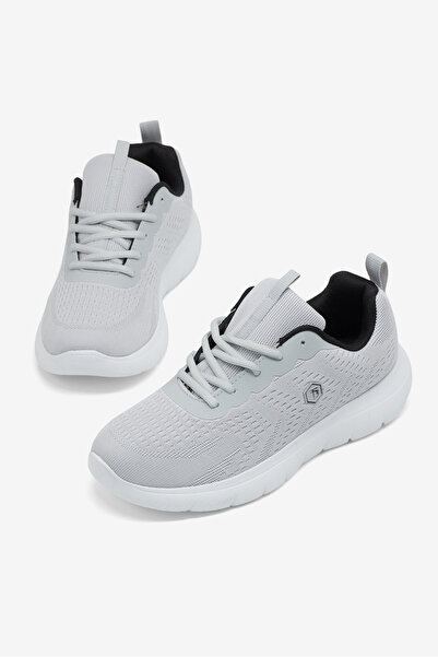 Tonny Black Men's Light Gray Comfortable Fit Breathable Lace-Up Sports Shoes