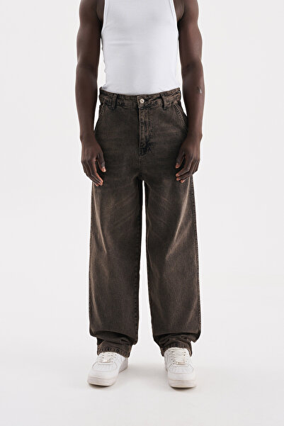 Machinist Men's Basic Baloon Fit Baggy Jean Trousers Black-Brown