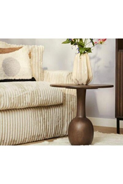 Betak Natural Wood Side Table with Brown Oak - 45×45×55 cm