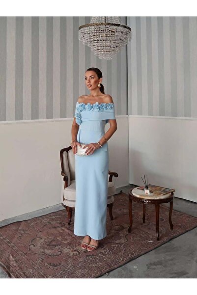 EtikaOnline Zeyna Tasarım Çiçek Desen Uzun Elbise