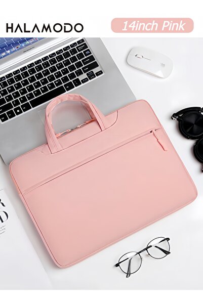 HALAMODO 14 Inch Laptop Sleeve Bag, Pink Shockproof Laptop Briefcase, Protect...