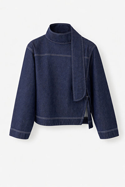 HAZELANNA Τζιν μπλούζα με δεμένο γιακά