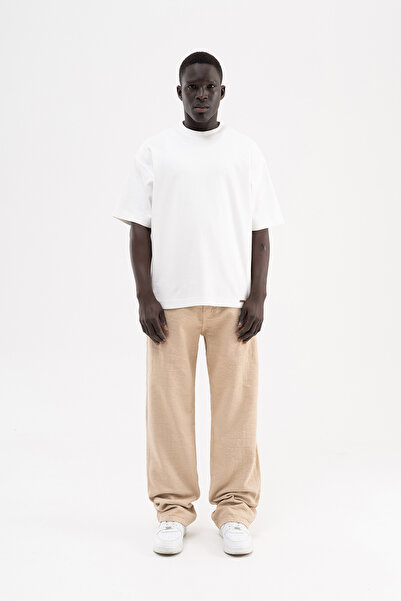 Machinist Pantaloni de blugi jacquard largi pentru bărbați, bej