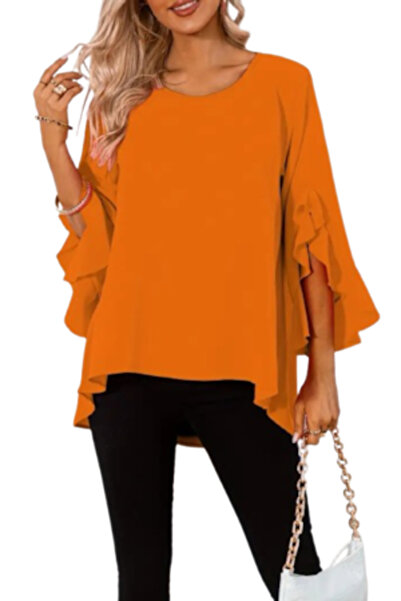 OEM VOGUET Casual Blouse with Wide Sleeves Orange M
