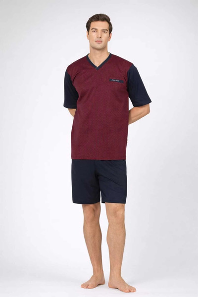 Pierre Cardin Men's V-Neck 3-Piece Pajama Set Claret Red Color 026Pc.Z.6Eta1....