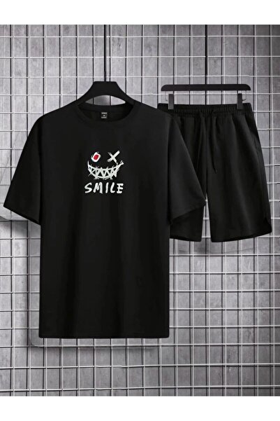 Eşofmancım Men's and Women's Summer Printed Top and Shorts Set