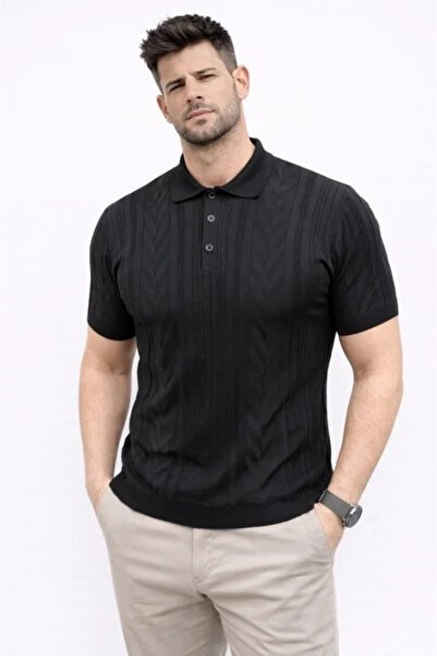 JANES Men's Summer Knitwear T-Shirt Short Sleeve Polo Collar Buttoned T-Shirt...