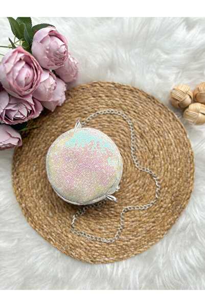 aysskids Geantă de umăr cu lanț pentru fetițe, cu paiete albe