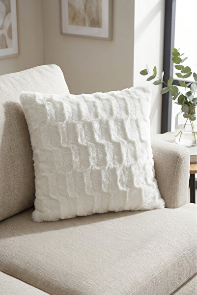 Mrey Εκρού Βελούδινη Ανάγλυφη Μαξιλαροθήκη 43x43 – Εξαιρετικά Απαλή, Διακοσμη...