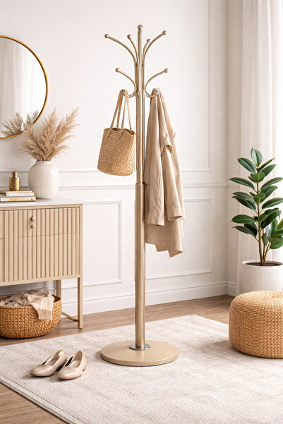 N.zone Elegant Metal Floor Clothes Rack with Modern Design Multi-Hook Garment...