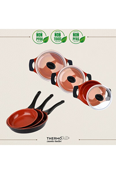 ThermoAD | 9 Parça Tava Ve Sahan Seti | Graneu Serisi | Red Diamond