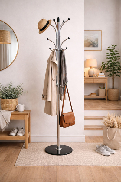 N.zone Elegant Metal Floor Clothes Rack with Modern Design Multi-Hook Garment...
