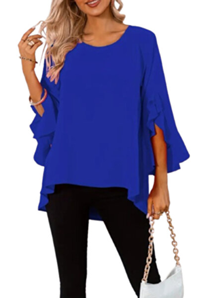 Voguet Casual Blouse with Wide Sleeves Blue