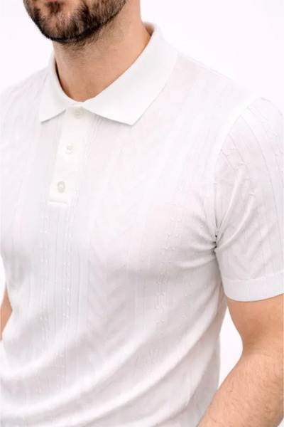 pazarella Men's Summer Knitwear T-Shirt Short Sleeve Polo Collar Buttoned T-S...