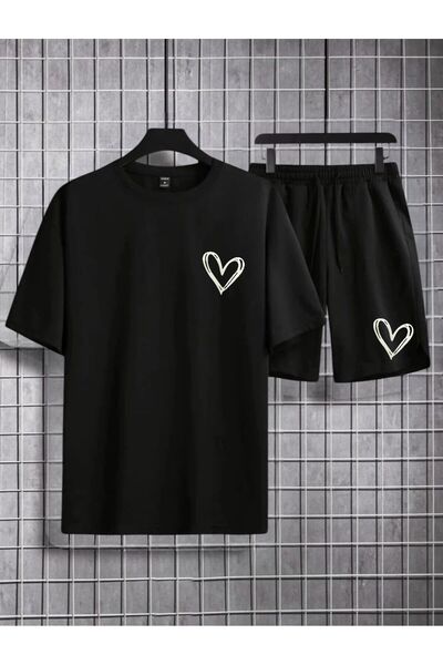 Eşofmancım Men's and Women's Summer Printed Top and Shorts Set