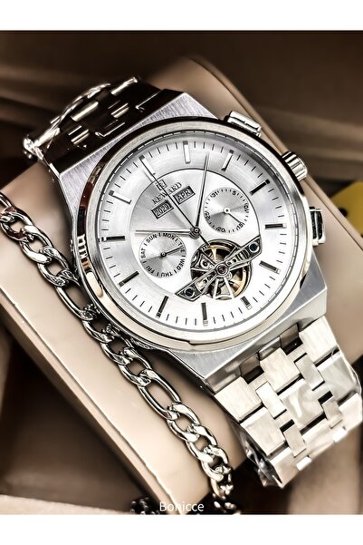 Reward Automatic (Battery-Free) Men's Wristwatch, Silver Steel Band, Function...