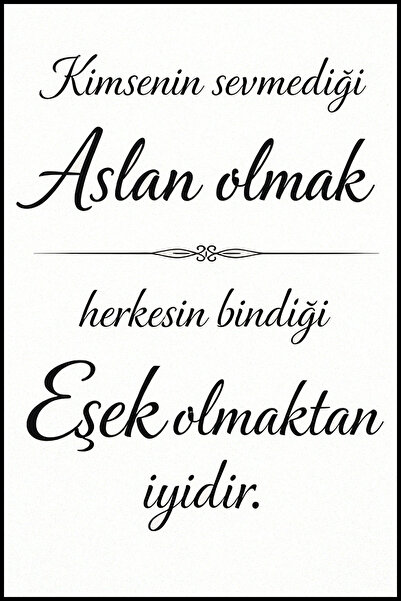 Hayal Poster Kimsenin Sevmediği Aslan Olmak Retro Ahşap Poster 20x30
