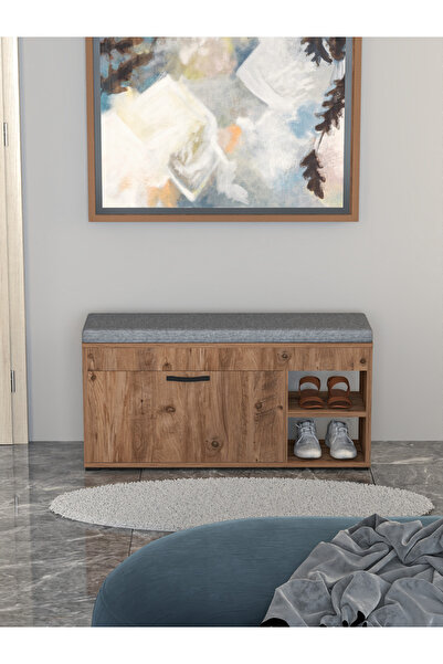 GOLDFALEZ Ayakkabılık Minderli Bench Dolap Çok Amaçlı Raflı Puflu Oturaklı Ay...