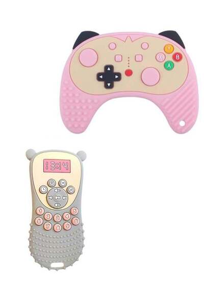 Fun Moment 2-Piece Silicone Remote Control Teether
