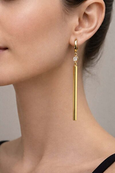 byBurak GOLD Çubuk Sallantılı Küpe - KP00582