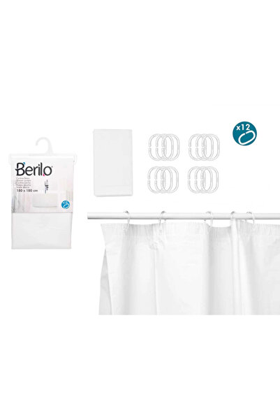 BERILO Shower Curtain 180x180 cm, Waterproof, EVA/PE Material, with Included ...