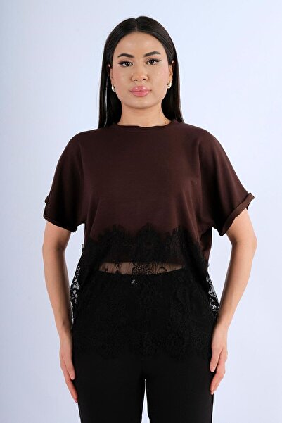 mylunessa Μπλουζάκι Modal με δαντέλα στη φούστα