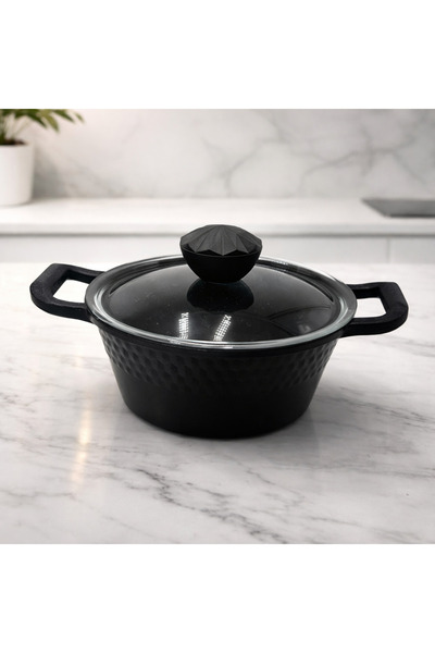 Rivorn Cvs Cast Granite Deep Pot 20 cm Oven Safe with Diamond Lid and Handle