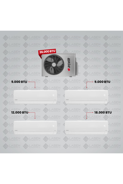 Arçelik 1+4 Multi Sistem Klima / 36100 Md Pro Dış Ünite (2 adet 9 BTU BEYAZ +...